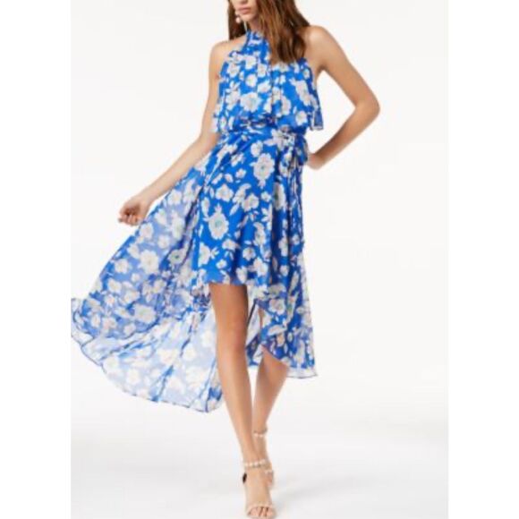 INC High Low Popover Blue Floral Sleeveless Dress 6 - Picture 1 of 6